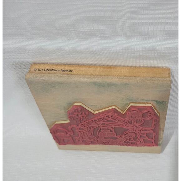 Christmas Nativity Pre Owned Wood Mounted Rubber Stamp - Picture 3 of 5